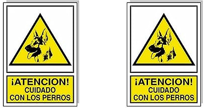 Cartel Cuidado Con Los Perros 30x21 cm. (Paquete de 2)