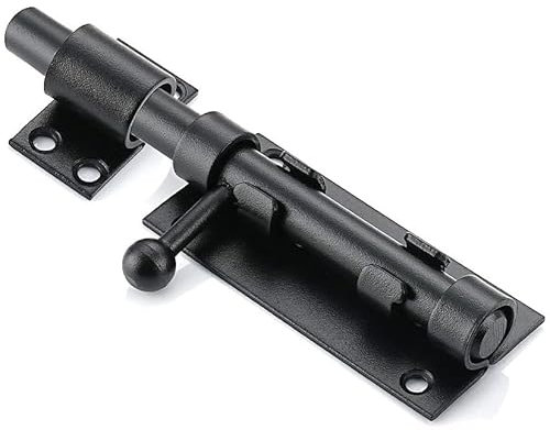 Litensh Chiavistello scorrevole per cancello resistente, Serratura con Foro Porta Catenaccio Porta con foro per lucchetto, in acciaio inossidabile 304, diametro 12 mm (160 mm nero)