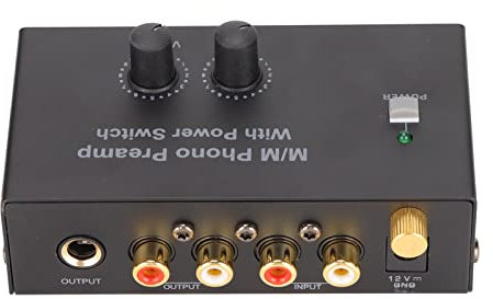 Preamplificador de Fono ,Preamplificador de Fono de bajo Ruido con Adaptador DC 12V para Computadora Portátil