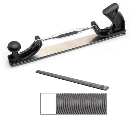 Jieotwice Auto Blech Handfeile, Rahmen, Gefräste Zähne, Karosseriepolierer, Feilen, Flexible Karosseriefeile, Verstellbarer Halter mit 350mm Klinge(Gebogener Zahn)