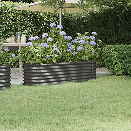 SECOLI Hochbeet Metall Oval Anthrazit - Rostbeständig & Witterungsbeständig - 152 x 40 x 36 cm - Für Garten & Balkon