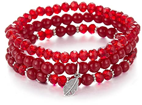 FULU AUTUMN Perlenarmband Stretch Damen Armband Mehrschichtiges Boho Modeschmuck für Mama Oma und Frau Geburtstagsgeschenk