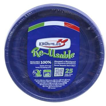 TEKHOME PIATTI PLASTICA 22cm piatti plastica colorati lavabili e riutilizzabili Rotondi per Compleanno,Festa, Matrimonio (BLU, 175pz)