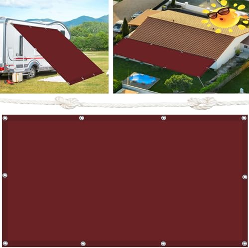 Rechteck Sonnensegel 335 x 460 cm Balkonverkleidung mit Seilen und Befestigungs Kit für Terrasse, Pool und Garten, Weinrot