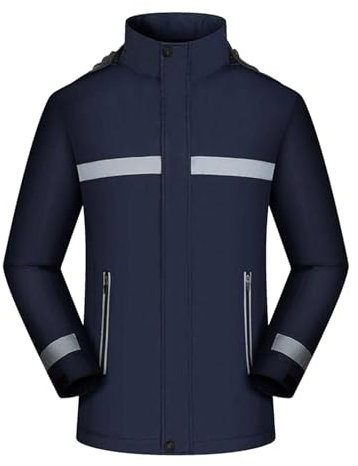 RUMAOZIA Giacca di sicurezza da uomo in pile, giacca da lavoro, giacca invernale con strisce riflettenti, giacca di avvertimento, giacca di avvertimento, O blu navy, M