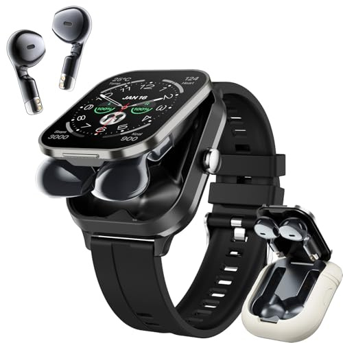 Denash 2 in 1 Smart Watch mit Kopfhörer, 2,01 HD Bildschirm Smartwatch mit Telefonfunktion,100+ Sportmodi, Sportuhr mit NFC GPS Herzfrequenz Schlafmonitor Schrittzähler für Android & iOS