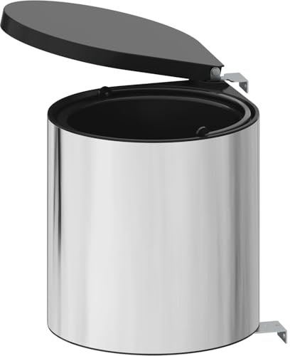 STARAX Pattumiera da incasso con coperchio automatico, 10 litri con coperchio, in plastica, effetto acciaio inox