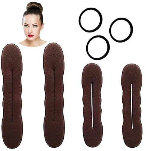 7 Stück Haare Frisuren Set, Duttkissen, Dutt Maker, Haarknotenmacher Haar Styling Donut Brötchen, Bun Maker Magic Hair,2 Große und 2 Kleine + 3 Haargummis,für Frau Mädchen damen Kinder Ballet