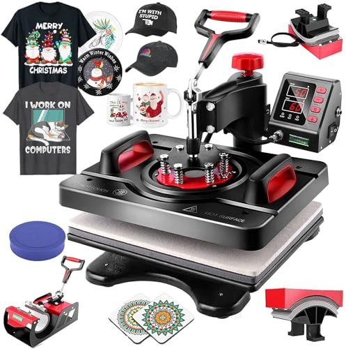 AKEYDIY 5491_5_EU Mulitifunktional Transferpresse, Schwarz und Rot, 38 x 30 cm