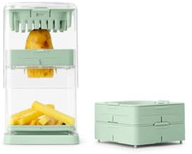 Cortador de patatas TASTY+ Brabantia| Cortador de acero inoxidable con 3 cuchillas intercambiables | Diseño ergonómico | 5 años de garantía | Jade Green