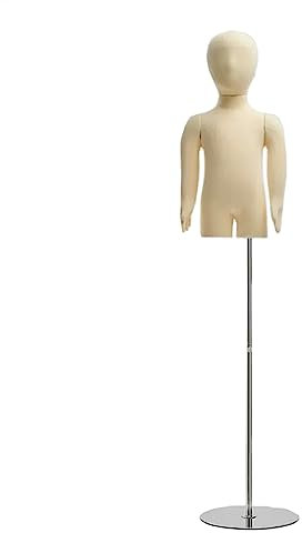 OWOHYG Schneiderpuppe Für Männer, Schneiderpuppe Für Kinder, Torsopuppe Für Kleinkinder, Mit Verstellbarem, Rundem Metallständer Zum Schneidern/Ausstellen, Flexible Arme, Finger(XS)