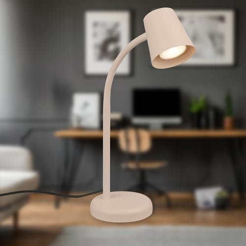 Briloner - Lampe de chevet avec interrupteur filaire, orientable, GU10, max. 9W, lampe de bureau, lampe table salon, 13x38,5 cm, beige