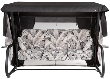 PATIO Hollywoodschaukel mit Liegefunktion 4 Sitzer 179 cm Venezia mit Auflagen Sonnendach Moskitonetz Seitentische