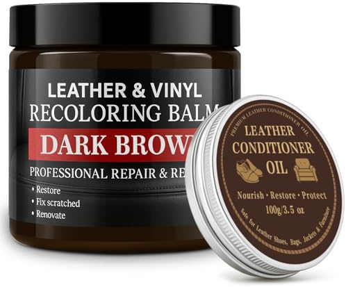 Laxmorph Cuero Liquido Reparador, Cuero Liquido Marrón Oscuro, Reparador Cuero Coche con acondicionador para Cuero, Restaurador de Cuero para Muebles, Sofás, Asientos de Coche, Zapatos