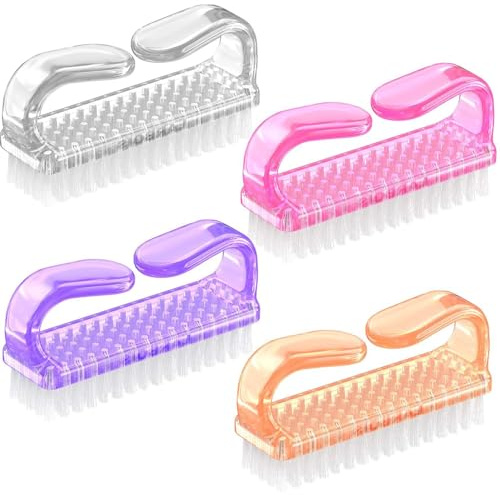 Heyumybit Spazzola Per Unghie,4 Pcs Spazzola per la Pulizia,Spazzolino Unghie Mani,Spazzola per la Pulizia Delle Mani,Pennello con Manico in Plastica per Pulizia Delle Unghie