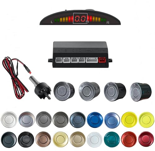 SANDETOUN Parking Sensor Kit Backup Sensor Kit Reverse Sensor for Car 18 Color Options for Probes Adjustable Alarm Volume Professional Sensore de Reversa para Carro Safe Driving Assistant（Grey）