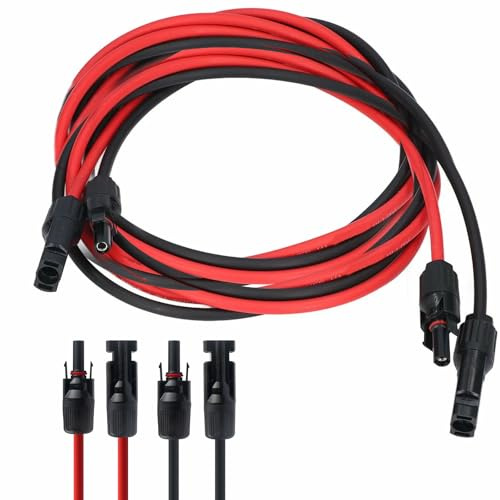 Uncle yang Solarkabel 6mm²/4mm² Verlängerung - IP67 MC-4 Kabel für Photovoltaik Solarpanel - 1 Paar (Rot & Schwarz) XLPE-Isolierung - 0.5M/1M/2M/3M/4M/5M (5M, 6mm²)