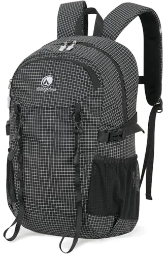 Outplea 20L Klein Wanderrucksack Damen Herren, Leicht Tagesrucksack mit Rückenbelüftung 3D Air Mesh, Daypack Rucksäcke Camping Reisen Fahrrad Sport, Schwarz