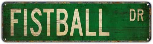 Street Sign Fistball Fistball Sign Fistball Fan Fistball Gift Fistball Street Sign Rustic Metal Tin Sign Home Outdoor Art Wall Decor 4x16 inch