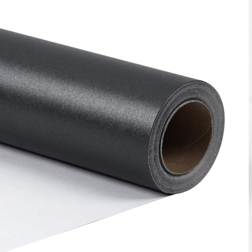 BIOBROWN Geschenkpapier Rolle 43 cm x 10 m Schwarz Perlmutt-Glanz Geschenkpapier in Einfarbig Ideal für Feiertage, Hochzeit, Valentinstag, Geburtstag & Taufe