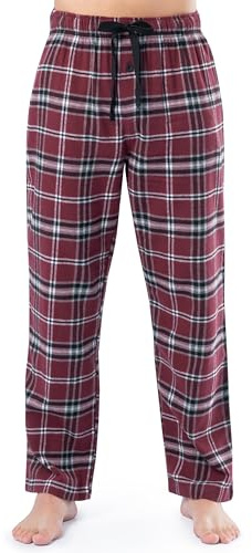 Fruit of the Loom Men's Soft Flannel Pajama Lounge Sleep Pant, Dark Red Plaid, Large