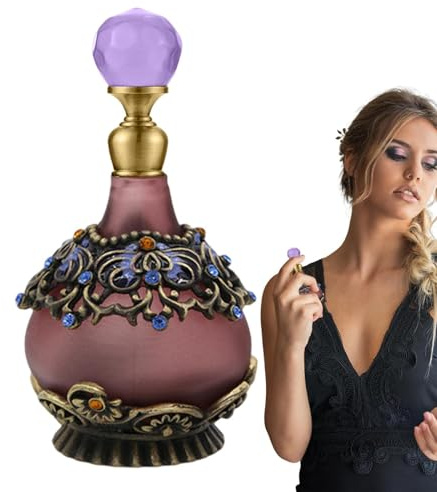 Frasco de perfume retro, frasco de vidrio recargable vintage, soporte de, juego de regalo decorativo de viaje, elegante para el hogar con tapón para mujer, regalo de tocador