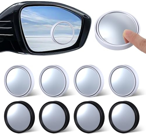 8 Stück Rund Toter-Winkel-Spiegel, Verstellbarer Blind Spot Spiegele – 360° drehbarer, Universal Toter Winkel Spiegels Auto – Glas Konvexe Linse Rahmenlos,Autozubehör Für Alle Arten von Fahrzeugen