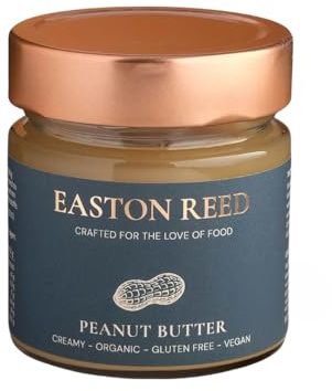 Easton Reed Ekologiskt Jordnötssmör 200g – Flytande Jordnötsmör av Rostade Eko-Jordnötter – Utan Palmolja, utan Salt och socker (Creamy Peanut Butter)