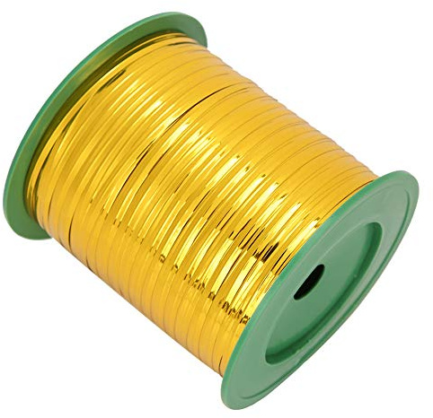 RiToEasysports Rollos de Enlace de 400 Metros en Plata de Oro, Alambre de Hielo de Plástico, Fácil de Tirar y Atar, Adecuado para Despedir Confitería, Decoraciones de Bodas, Fiestas, Fiestas (Dorado)