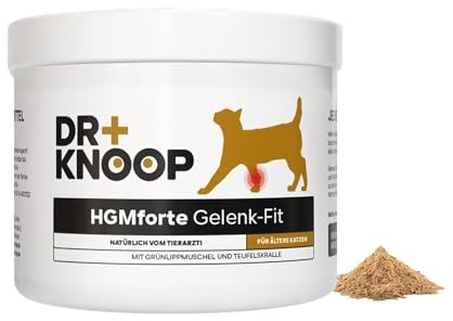 HGM Poudre articulaire pour chats âgés – Avec moule à orles vertes, griffe du diable et glucosamine pour plus de plaisir de mouvement, développée par le vétérinaire Dr. Knoop, avec un délicieux goût