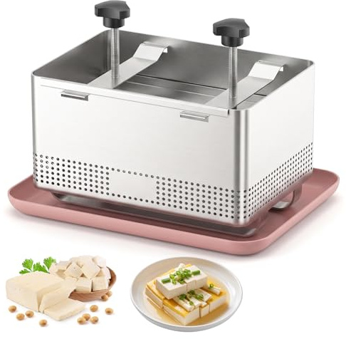 YUZINO Tofupresse Edelstahl 304, tofu presse mit verstellbarem Druck, Käsepresse KäSeform Mit Ablaufloch Tropfschale Gaze, KüChe Restaurant Tofu Machen für Hausgemachten Tofu Paneer Käse