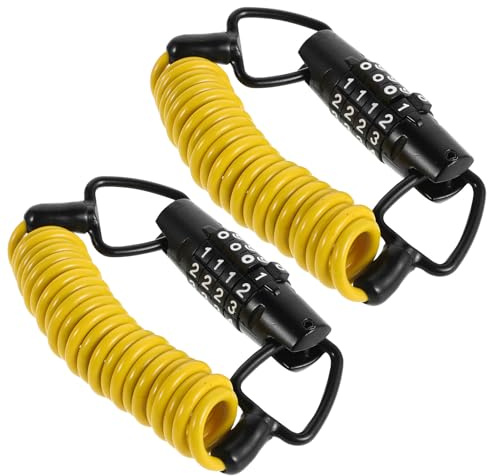 UPKOCH Motorcycle Helmet Cable Lock and Reusable Bike Wheel Combination Lock for Stroller and Bicycle Yellow 2pcs