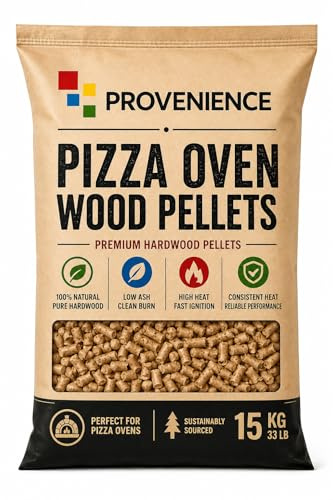 Pizza Oven Wood Pellets 15kg, Spruce Wood Pellets for Pizza Ovens, 8mm Diameter Pellets, Low Ash Clean Burn, Low Dust Fuel, Consistent Heat & Authentic Wood-Fired Flavour (Packaging May Vary)