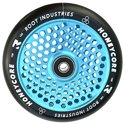 Root Industries Air Honeycore 120mm Stunt-Scooter Rolle + Fantic26 Sticker (Sky Blau/Pu Schwarz)