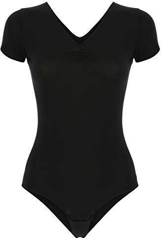 FREDDY - Stretchig jersey kortärmad bodysuit, Svart, XS