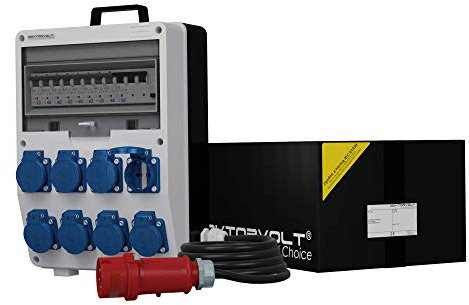 Distributore di corrente mobile TD-S/FI 8 x 230 V, 5 x 4 mm², cavo 32 A, spina di corrente da cantiere 9719