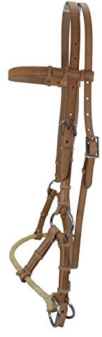 Thor Equine Sidepull gebisslos Single Rope Nasenriemen Leder Schwarz Cob Edelstahlschnallen einseitig verstellbar