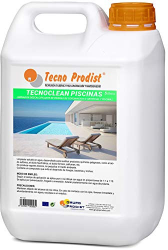 Tecno Prodist TECNOCLEAN Piscinas (5 litros) Limpiador de Piedras de coronación, Piscinas, Piedra Artificial, baldosas y gresite. Gran Poder de Limpieza sobre Todo Tipo de Materiales de construcción
