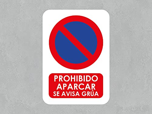 Oedim Pack 2 Señales de Prohibido Aparcar Se Avisa Grúa, Fabricada en Vinilo Adhesivo Monomérico, Duradera y Económica