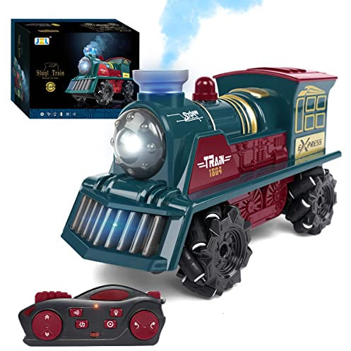 HANDSONIC Ferngesteuertes Zug Spielzeug, 2.4GHz 4WD Ferngesteuerte Züge für Kinder, Stunt Dampfzug mit Sprühen, Licht und Sound Ferngesteuertes Auto ab 4,5,6,7,8,9+Jahre Alte Jungen Mädchen Kinder
