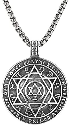 NIGHTCRUZ Seal Solomon - Collana con ciondolo a forma di stella a sei punte con 12 costellazioni, 1.7 inches, Acciaio inossidabile, Non pietra preziosa
