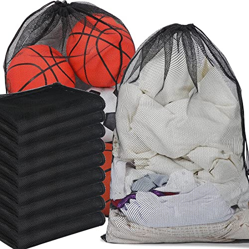 Berlune Large Mesh Laundry Bags, 24 x 36 Inch Bulk Wash Set with Drawstring for Commercial Use, Dorms, Vacation Rentals, Laundromats, Apartments & Facilities(Black,30)