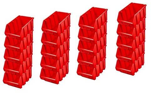 PROREGAL SuperSparSet 20x Sichtlagerbox 3 | HxBxT 12,6x17x24cm | Rot | Sichtlagerbehälter Sichtlagerkasten Sichtlagerkastensortiment Sortierbehälter Stapelbehälter
