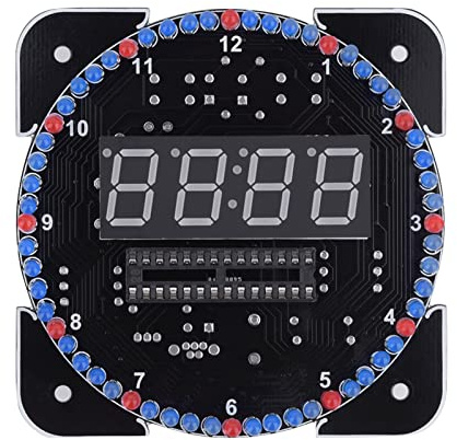 Kit D'Horloge Numérique LED DIY, Horloge électronique LED avec Affichage de L'heure/température, Contrôle de la Lumière, Réveil Numérique Simple avec Accessoires D'installation (Pièces vertes +