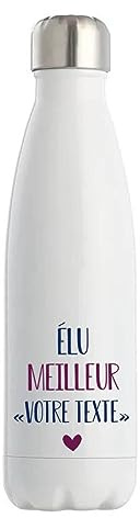 Planetee Gourde Isotherme personnalisable idée cadeau collègue élu meilleur homme - Bouteille isotherme 500 ml Texte à personnaliser