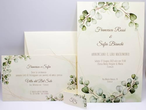 Lenozzedialice 20 Set partecipazioni Nozze Personalizzate inviti Matrimonio Art.061 quantità a scelta