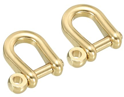 PATIKIL 2er Pack D-Ring Schäkel 6 mm Innendurchmesser Messing U-Form | Schlüsselhaken, kleine Bügelschäkel, Für DIY-Handwerk