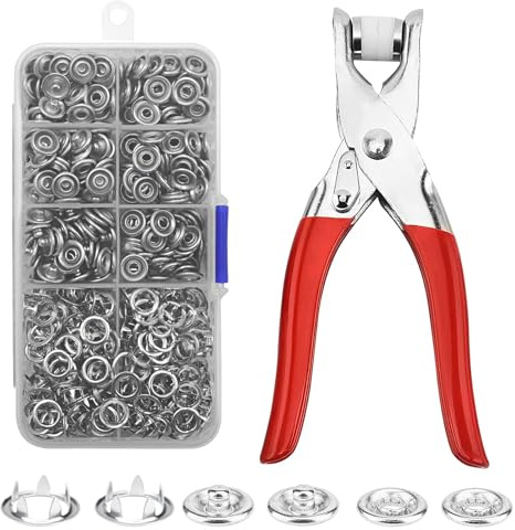 Lwtsrp 150 Stück 9,5mm Druckknöpfe Ohne Nähen, Druckknopf Set, Feste Knöpfe Werkzeug, Nähen Druckknöpfe mit Zange, Metall Druckknopf Set, für Planen, Schiffe, Möbel, Segeltuch, Autozelte