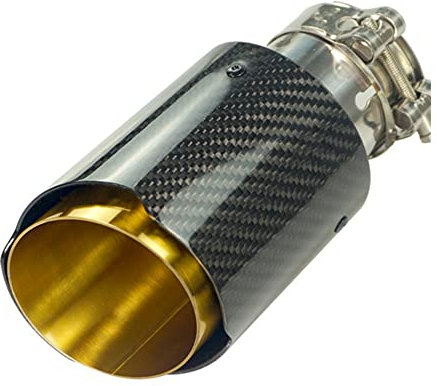 Autoauspuffende Auto Universal Gerade Kante Glänzend Kohlefaser Gold Rohr Auspuff Endrohr Endrohr Spitze Für Akrapovic Auspuff Endrohr (Size : 70MM IN 89MM OUT)