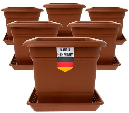 2friends Großer Pflanzkübel 48x48 für Außen 6er Set Terracotta - Wetterfester Blumentopf in Premium-Qualität Ideal für Outdoor, Große Blumentöpfe mit Effizientem Entwässerungssystem